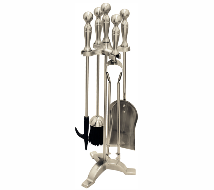 Stove Fireside Companion Set - Ball Top Pewter
