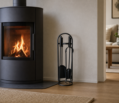 Stove Fireside Companion Set - Modern Round Black