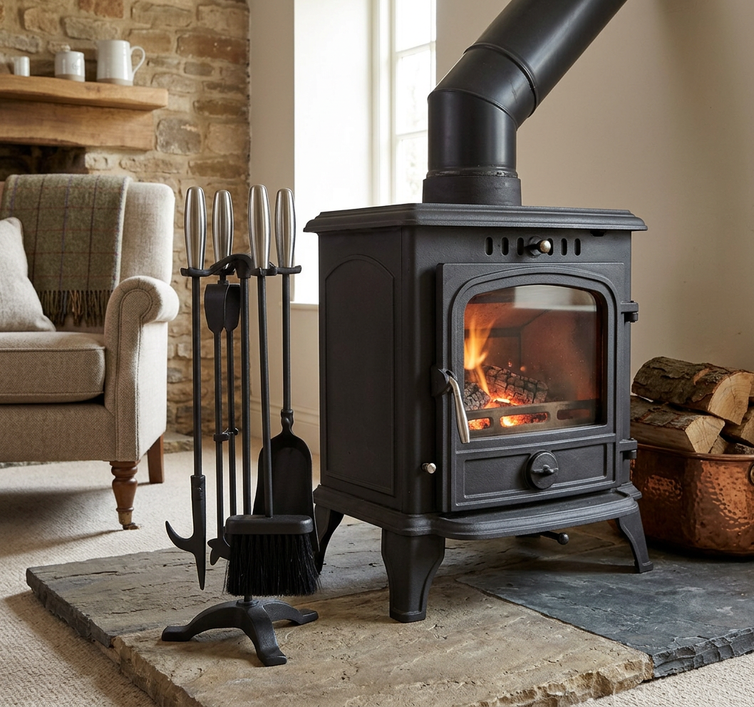 Stove Fireside Companion Set -  Eclipse Black & Pewter