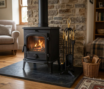 Stove Fireside Companion Set -  Loop Top Black & Brass